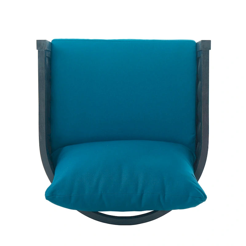 Fauteuil club d'extérieur en bois d'acacia et résine tressée avec coussins imperméables, fauteuil individuel en rotin pour terrasse, club, jardin, véranda