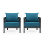 Fauteuil club d'extérieur en bois d'acacia et résine tressée avec coussins imperméables, fauteuil individuel en rotin pour terrasse, club, jardin, véranda