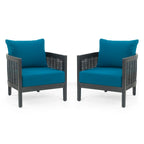 Fauteuil club d'extérieur en bois d'acacia et résine tressée avec coussins imperméables, fauteuil individuel en rotin pour terrasse, club, jardin, véranda