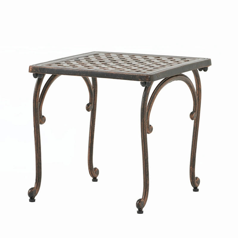 TABLE D'APPOINT D'EXTÉRIEUR EN MÉTAL CAST, LOT DE 2 PIÈCES