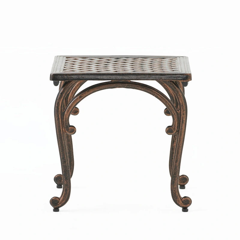 TABLE D'APPOINT D'EXTÉRIEUR EN MÉTAL CAST, LOT DE 2 PIÈCES