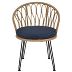Ensemble de loisirs d'extérieur, 2 chaises individuelles en rotin et 1 table ronde en verre