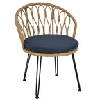 Ensemble de loisirs d'extérieur, 2 chaises individuelles en rotin et 1 table ronde en verre