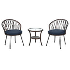 Ensemble de loisirs d'extérieur, 2 chaises individuelles en rotin et 1 table ronde en verre