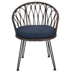 Ensemble de loisirs d'extérieur, 2 chaises individuelles en rotin et 1 table ronde en verre