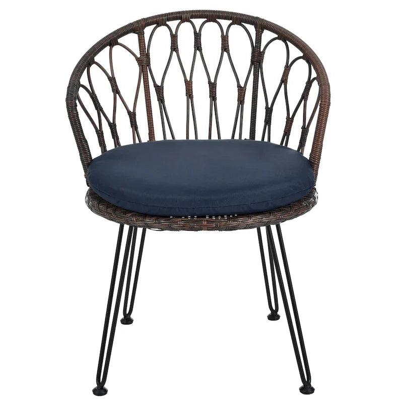 Ensemble de loisirs d'extérieur, 2 chaises individuelles en rotin et 1 table ronde en verre