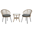 Ensemble de loisirs d'extérieur, 2 chaises individuelles en rotin et 1 table ronde en verre