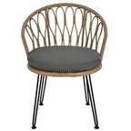 Ensemble de loisirs d'extérieur, 2 chaises individuelles en rotin et 1 table ronde en verre