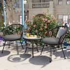 Ensemble de loisirs d'extérieur, 2 chaises individuelles en rotin et 1 table ronde en verre
