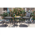 Ensemble de loisirs d'extérieur, 2 chaises individuelles en rotin et 1 table ronde en verre
