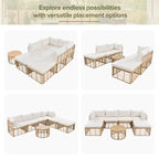 Ensemble de mobilier de jardin en rotin 7 pièces avec coussins et table basse