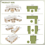 Ensemble de mobilier de jardin en rotin 7 pièces avec coussins et table basse