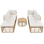 Ensemble de mobilier de jardin en rotin 7 pièces avec coussins et table basse