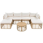 Ensemble de mobilier de jardin en rotin 7 pièces avec coussins et table basse