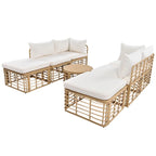 Ensemble de mobilier de jardin en rotin 7 pièces avec coussins et table basse