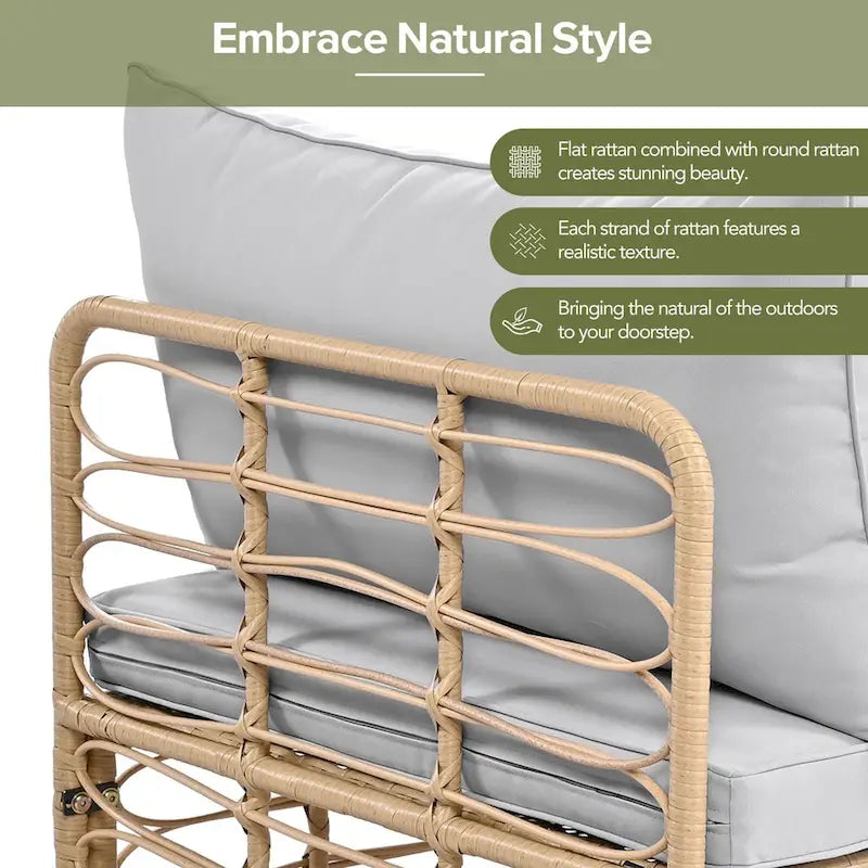 Ensemble de mobilier de jardin en rotin 7 pièces avec coussins et table basse