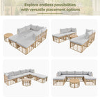 Ensemble de mobilier de jardin en rotin 7 pièces avec coussins et table basse