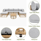 Ensemble de mobilier de jardin en rotin 7 pièces avec coussins et table basse