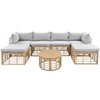 Ensemble de mobilier de jardin en rotin 7 pièces avec coussins et table basse