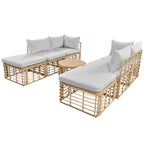 Ensemble de mobilier de jardin en rotin 7 pièces avec coussins et table basse