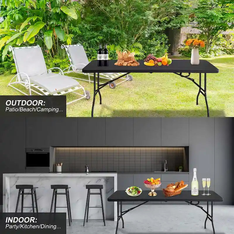 Table portable en plastique de 1,80 m pour le camping et les pique-niques