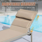 Ensemble de 3 chaises longues de jardin résistantes aux intempéries, inclinables et réglables, avec table d'appoint, pour piscine, plage, jardin ou balcon.
