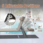 Ensemble de 3 chaises longues de jardin résistantes aux intempéries, inclinables et réglables, avec table d'appoint, pour piscine, plage, jardin ou balcon.