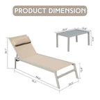 Ensemble de 3 chaises longues de jardin résistantes aux intempéries, inclinables et réglables, avec table d'appoint, pour piscine, plage, jardin ou balcon.