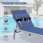 Ensemble de 3 chaises longues de jardin résistantes aux intempéries, inclinables et réglables, avec table d'appoint, pour piscine, plage, jardin ou balcon.