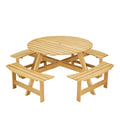 Table de pique-nique ronde d'extérieur pour 8 personnes avec 4 bancs doubles