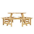 Table de pique-nique ronde d'extérieur pour 8 personnes avec 4 bancs doubles