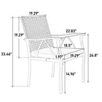 Ensemble de patio en osier 7 pièces - Comprend 2 fauteuils à bascule pivotants, 4 chaises (toutes avec coussins amovibles) et une table.