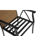Ensemble de patio en osier 7 pièces - Comprend 2 fauteuils à bascule pivotants, 4 chaises (toutes avec coussins amovibles) et une table.