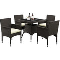 Ensemble de salle à manger Yaheetech 5 pièces en rotin PEHD avec coussins pour intérieur et extérieur, idéal pour terrasse, jardin et cour - Non disponible