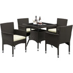 Ensemble de salle à manger Yaheetech 5 pièces en rotin PEHD avec coussins pour intérieur et extérieur, idéal pour terrasse, jardin et cour - Non disponible