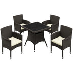 Yaheetech 5-Piece Indoor& Outdoor HDPE Rattan Dining Set with Cushions for Patio, Garden, Backyard - N/A