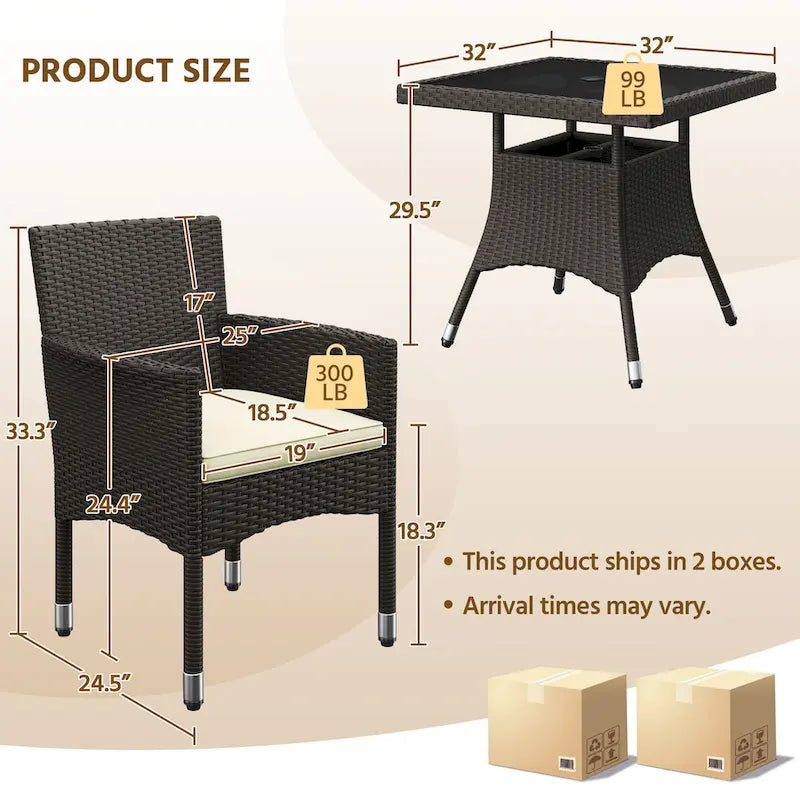 Ensemble de salle à manger Yaheetech 5 pièces en rotin PEHD avec coussins pour intérieur et extérieur, idéal pour terrasse, jardin et cour - Non disponible