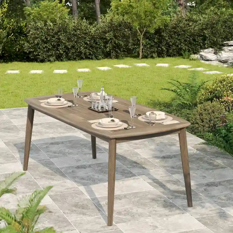 Table de salle à manger en bois d'acacia pour 8 personnes, style campagnard, marron clair, capacité de charge 82 kg, 70,75 L