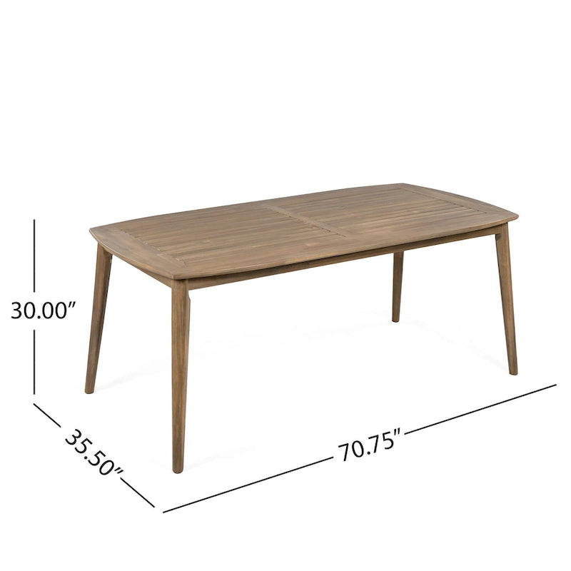 Table de salle à manger en bois d'acacia pour 8 personnes, style campagnard, marron clair, capacité de charge 82 kg, 70,75 L
