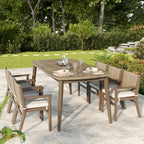 Table de salle à manger en bois d'acacia pour 8 personnes, style campagnard, marron clair, capacité de charge 82 kg, 70,75 L