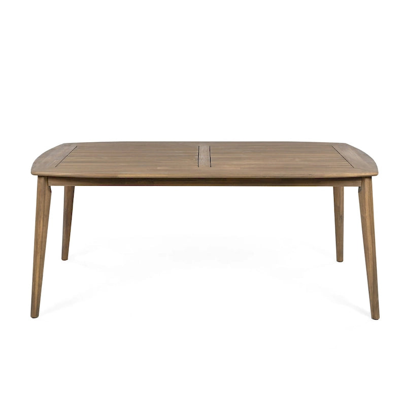 Table de salle à manger en bois d'acacia pour 8 personnes, style campagnard, marron clair, capacité de charge 82 kg, 70,75 L