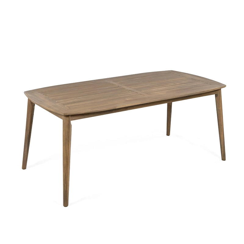 Table de salle à manger en bois d'acacia pour 8 personnes, style campagnard, marron clair, capacité de charge 82 kg, 70,75 L