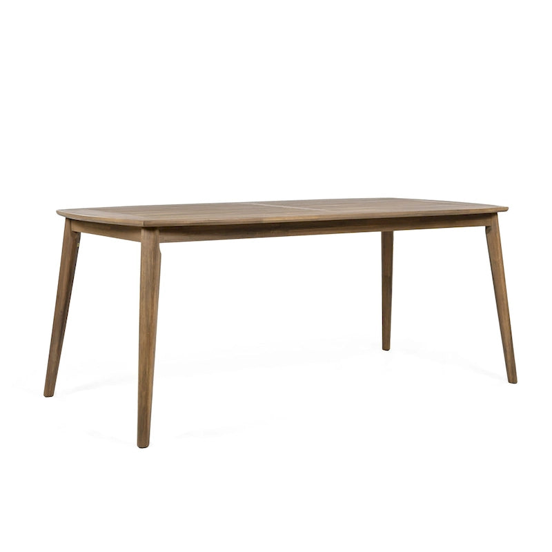 Table de salle à manger en bois d'acacia pour 8 personnes, style campagnard, marron clair, capacité de charge 82 kg, 70,75 L