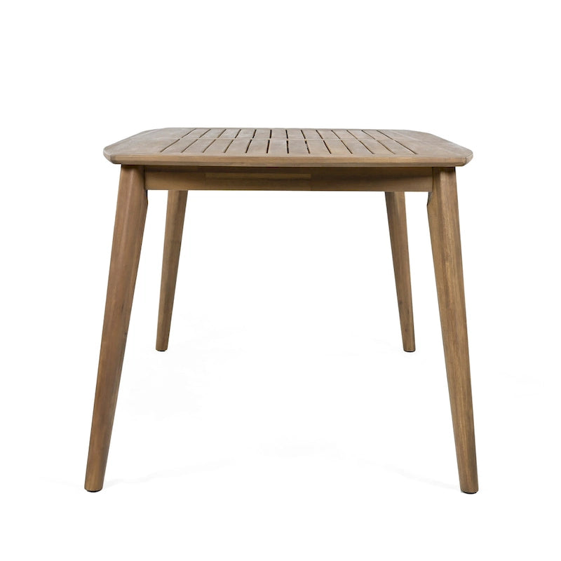 Table de salle à manger en bois d'acacia pour 8 personnes, style campagnard, marron clair, capacité de charge 82 kg, 70,75 L