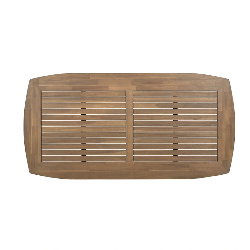 Table de salle à manger en bois d'acacia pour 8 personnes, style campagnard, marron clair, capacité de charge 82 kg, 70,75 L
