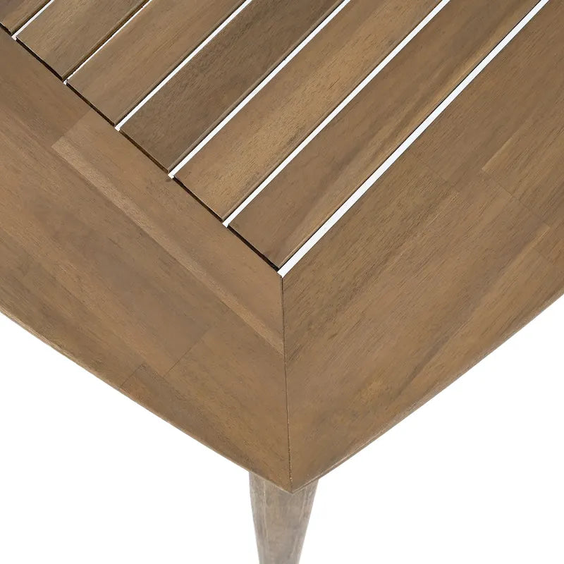 Table de salle à manger en bois d'acacia pour 8 personnes, style campagnard, marron clair, capacité de charge 82 kg, 70,75 L