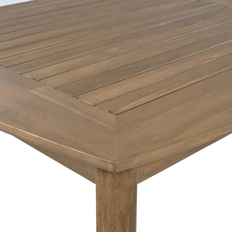 Table de salle à manger en bois d'acacia pour 8 personnes, style campagnard, marron clair, capacité de charge 82 kg, 70,75 L
