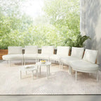 Elegant 8-Piece Modular Half Moon Patio Sofa Set with High-Low Coffee Tables