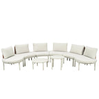Élégant ensemble de canapé de patio modulaire demi-lune 8 pièces avec tables basses hautes et basses