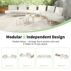 Élégant ensemble de canapé de patio modulaire demi-lune 8 pièces avec tables basses hautes et basses